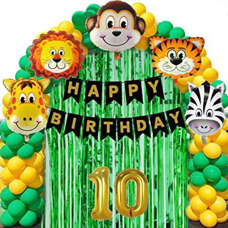 Nayugic Jungle Theme Birthday Decoration Kit Boys 68 Combo Set - For Tenth Birthday  (Set of 68)