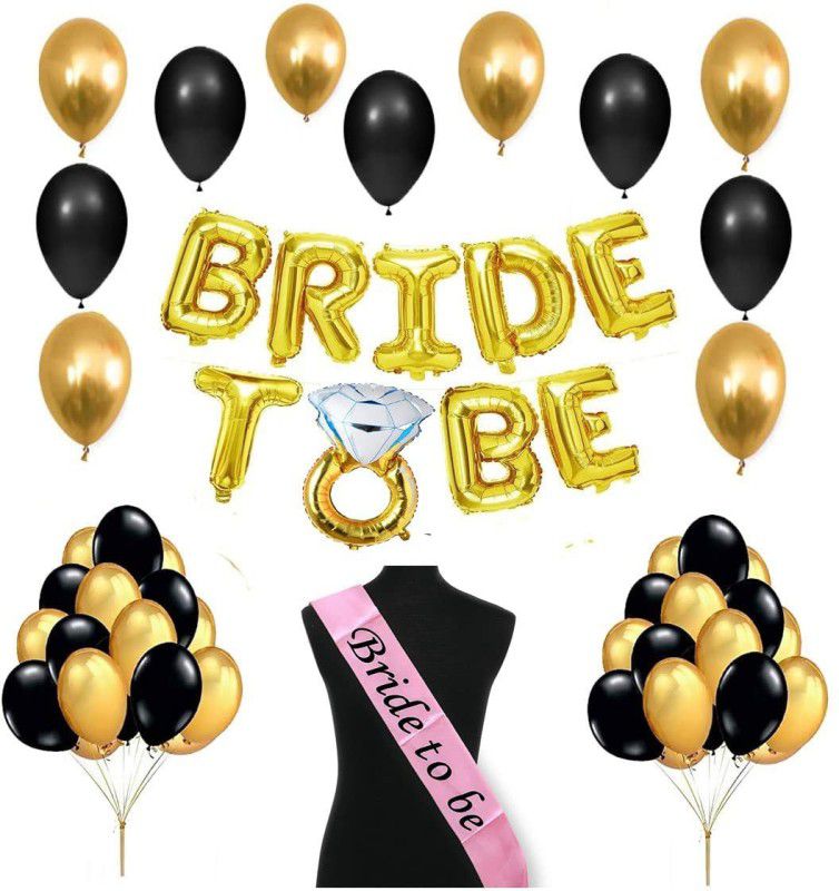 FLICK IN 40pcs Combo Bridal Shower Decorations Bride to Be Foil Balloon Banner, Bachelorette Party Decorations Set, Metallic Balloon  (Set of 40)