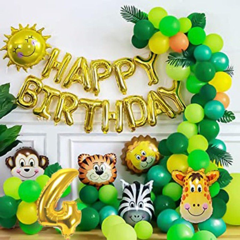 PartyJewels Jungle theme birthday decoration for boys and Girls For Fourth Birthday  (Set of 60)