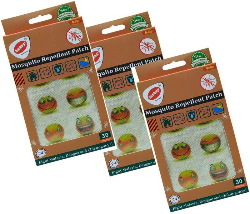 RunBugz Safe Natural Mosquito Repellent Patches for Kids|30 Patches - Pack of 3  (3 x 10 Patches)