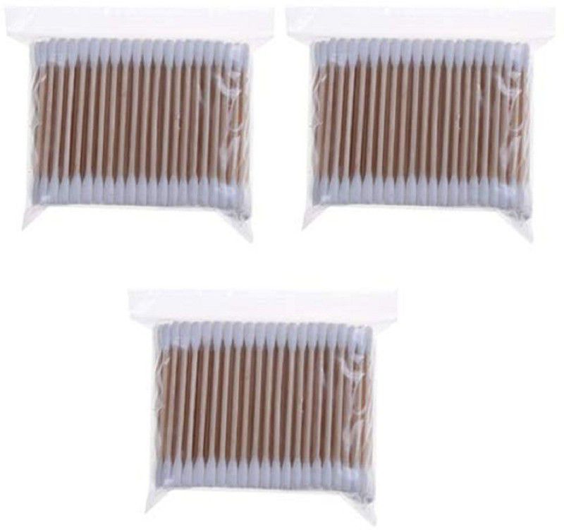 Hua You Wooden Stick Double Head Tips Natural Pure Cotton Swabs Ear Cleaning Picks Buds  (100 Units)