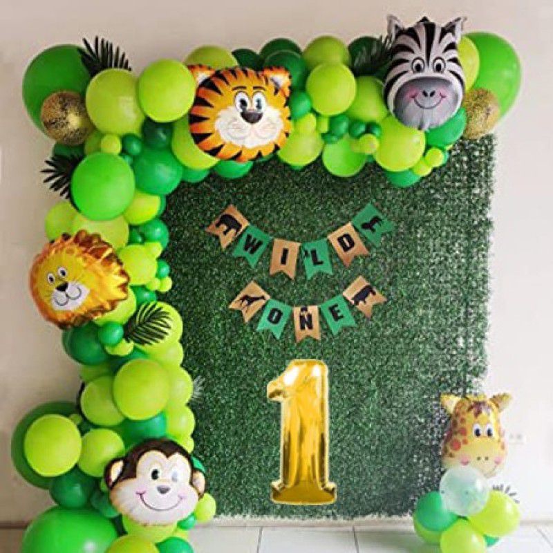 PartyJewels Birthday Decoration For Boys , Jungle Theme For First Birthday  (Set of 54)