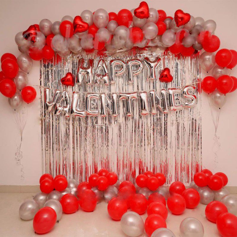 party assets Silver Valentines Balloon Decoration Kit  (Set of 44)