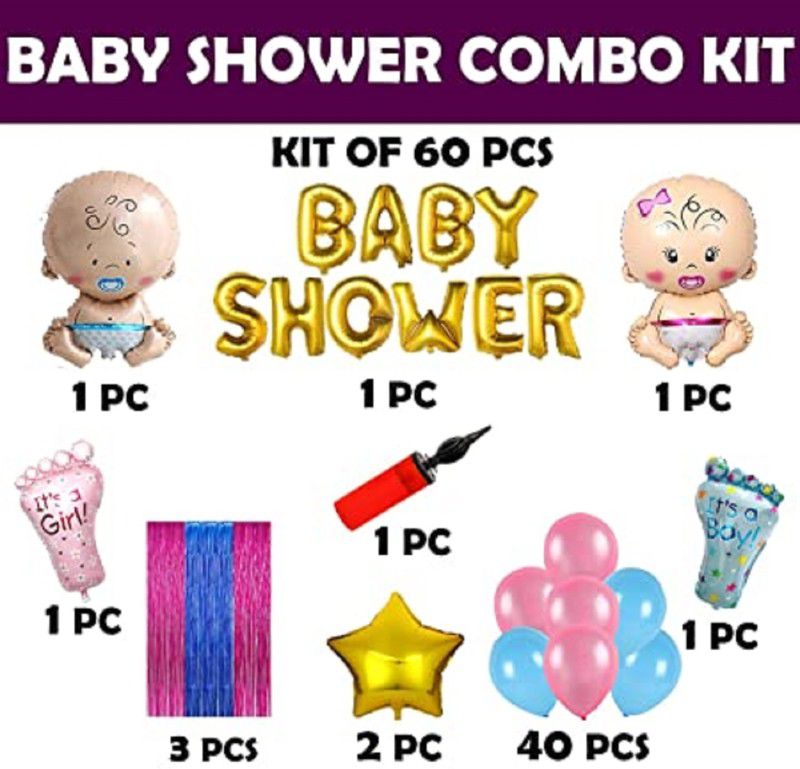 SKYWINS Baby Shower Combo decoration kit,Baby Shower Balloon  (Set of 60)