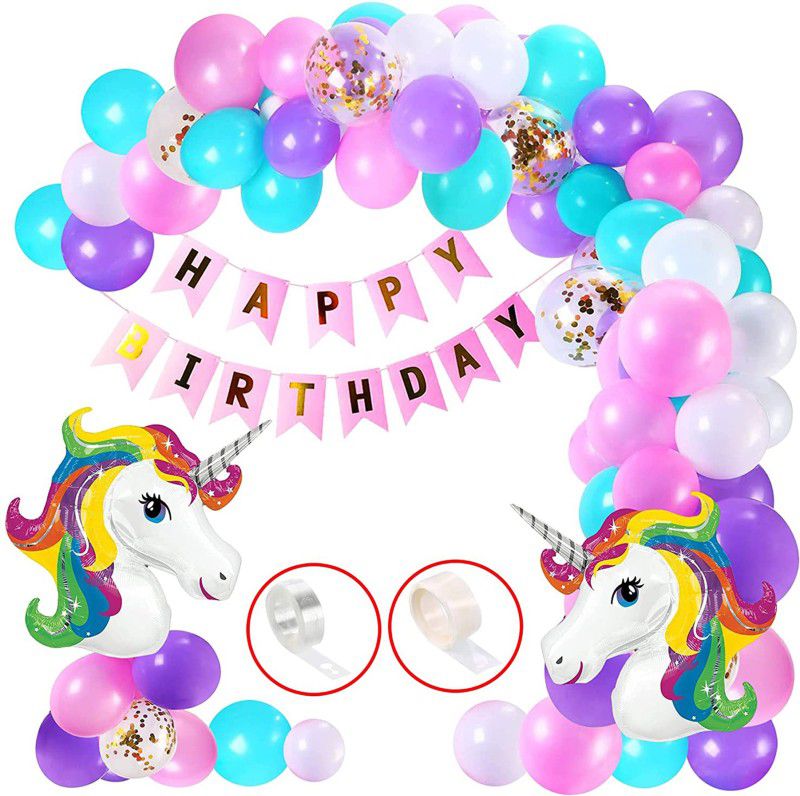 TTimmo4 Unicorn Happy Birthday Decoration Theme for Girls Girlfriend etc…  (Set of 50)
