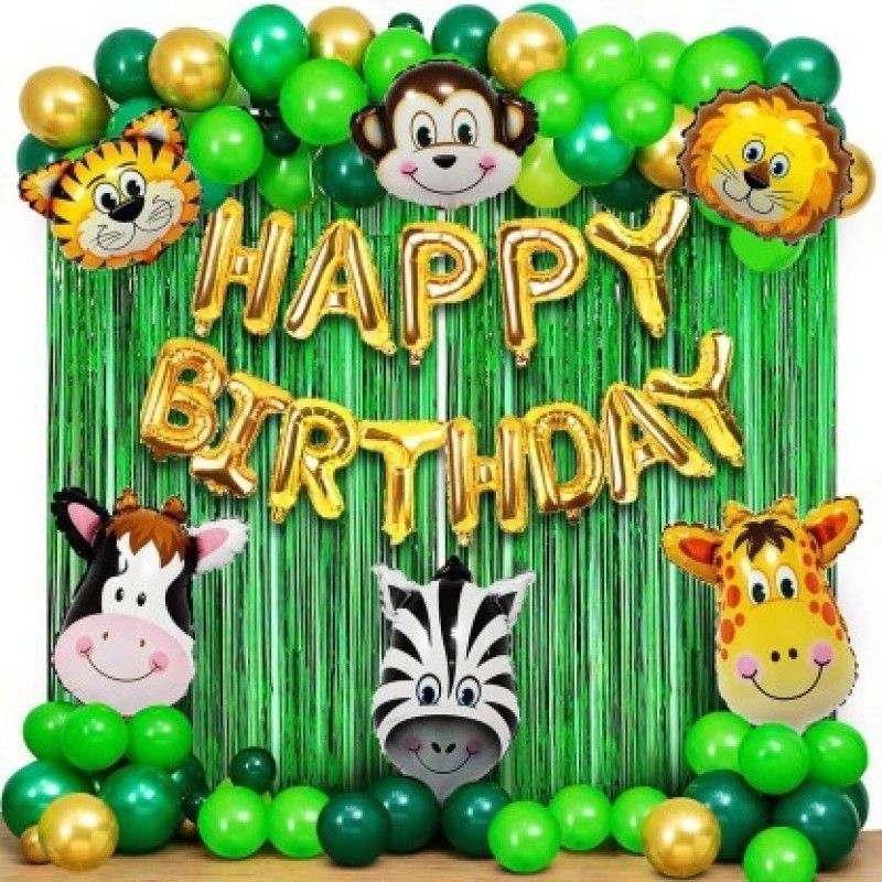 Millionminds Jungle Theme Party Decoration Kit- 49 Pcs For Birthday Decorations, Animal Theme  (Set of 49)