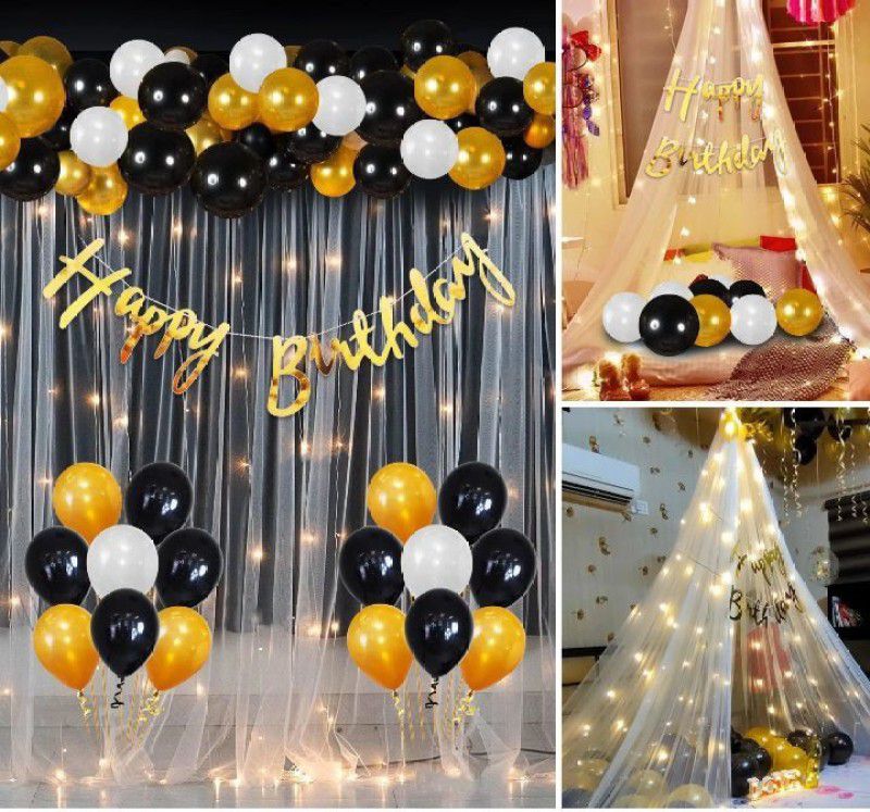 1iAM One in a Million Birthday Combo - White Net , With Fairy Light (Set of 39)  (Set of 39)