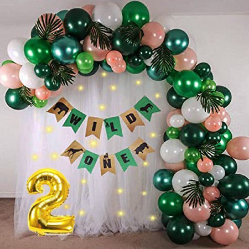 PartyJewels Birthday Decoration for Boys , Jungle theme For Second Birthday  (Set of 58)