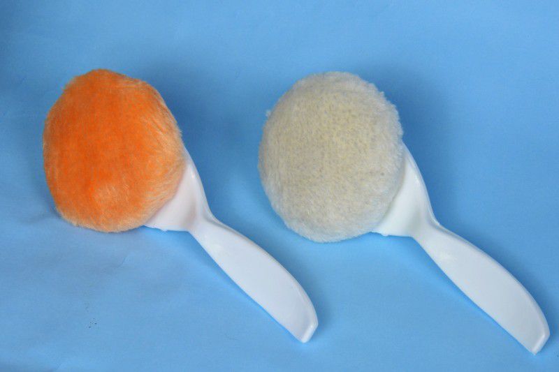 The ChipmunK Store Powder puffs with handle Combo (Peach, White )  (Peach, White)