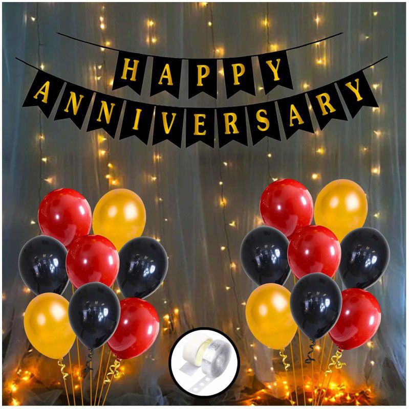 CELEBRATION STUDIO Anniversary Decorations for Home With Happy Anniversary Banner Kit 54p  (Set of 54)