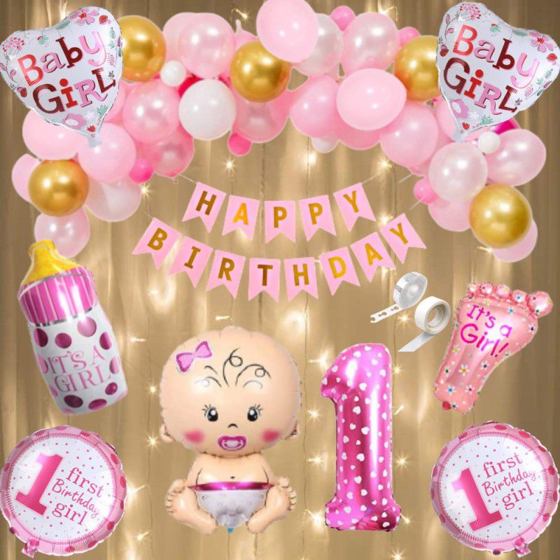 FLICK IN 1st Birthday Decoration for Girl Led Light Decor First Birthday Decorations Girl  (Set of 52)