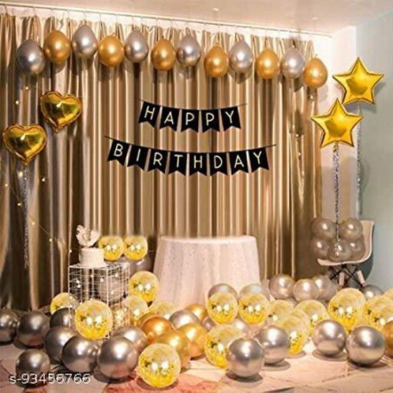 RSPD Happy Birthday Banner For Home Decoration Combo Kit with HD Metallic Balloons  (Set of 40)