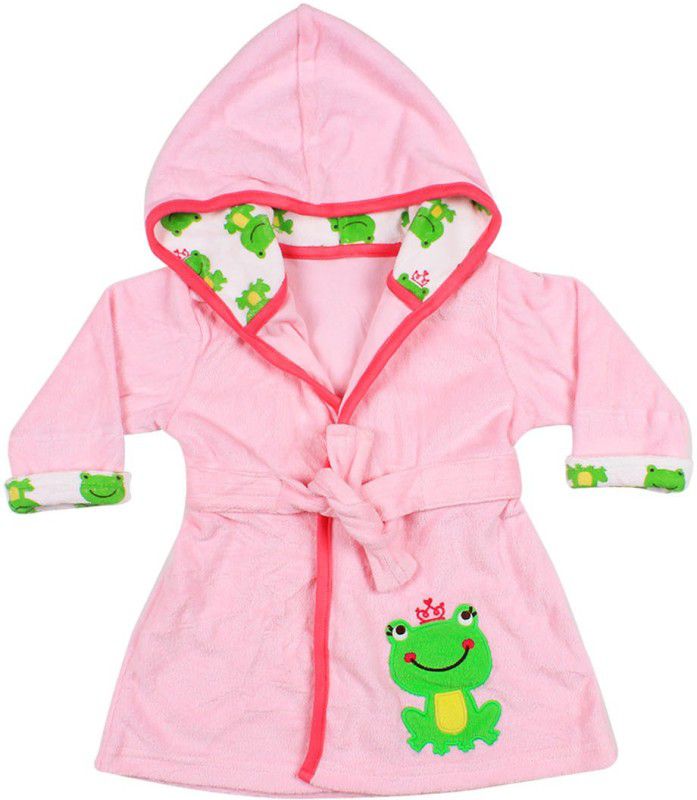 OLE BABY Pink Medium Bath Robe  (Bath Robe, For: Baby Boys & Baby Girls, Pink)