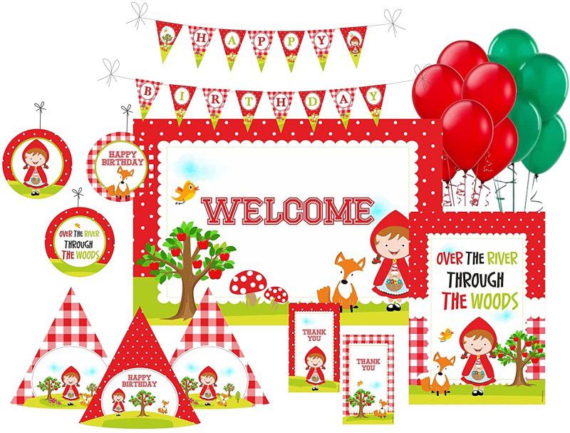 Pretty UR Party Little Red Riding Hood Birthday Party Decorations Kit , party Supplies  (Set of 80)