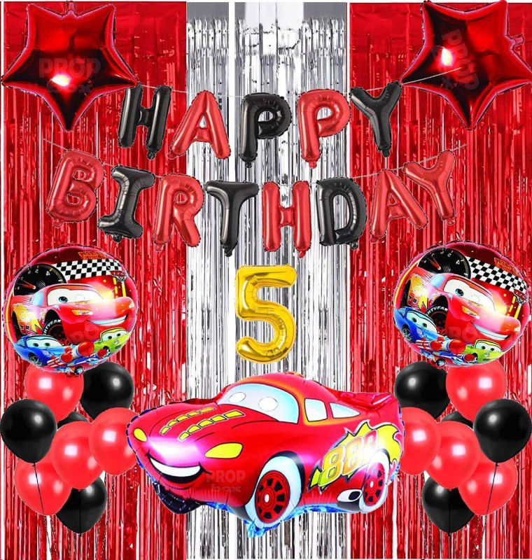Attache McQueen Theme Foil Balloon for Birthday Decoration items (5 Happy Birthday)  (Set of 51)