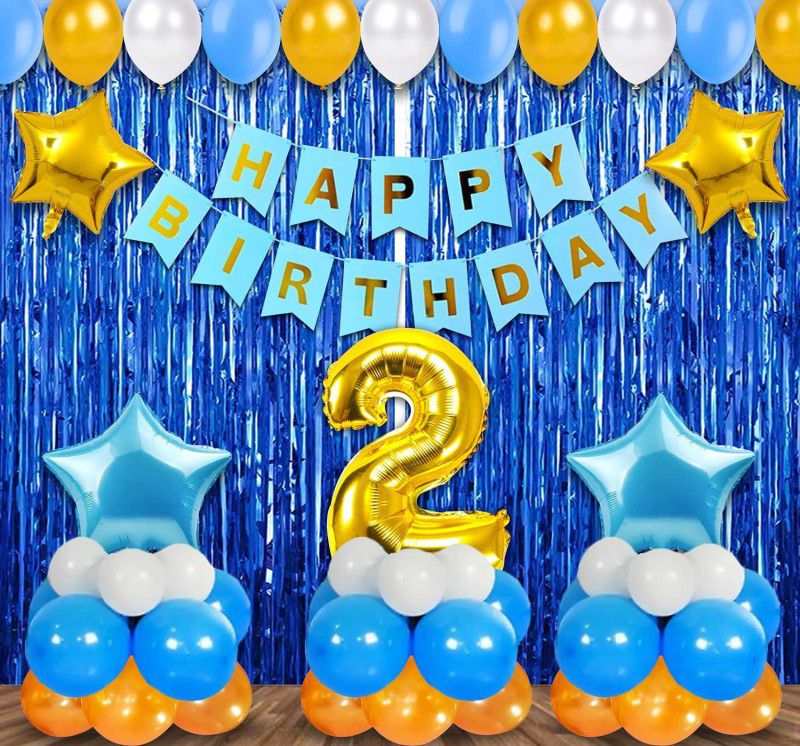 SensibleDecoraters 2nd Birthday Decoration Items For Boys -38Pcs Blue Birthday Decoration  (Set of 38)