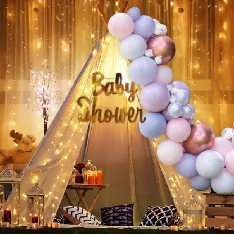 Shmaya Baby shower combo with net curtain-pack of 56  (Set of 56)