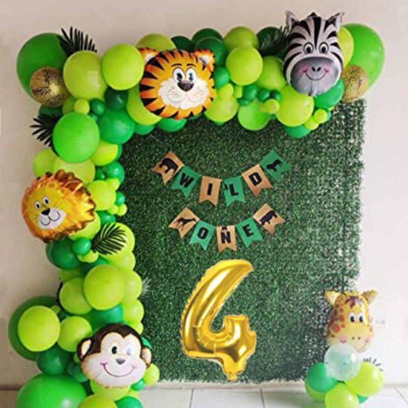 PartyJewels Birthday Decoration For Boys , Jungle Theme For Fourth Birthday  (Set of 54)