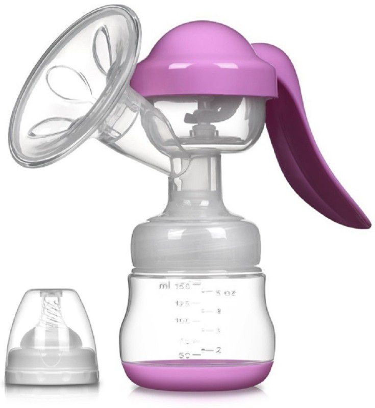 Oren Empower FDA Approved Portable Manual Massage Preminum Range Breast Pump with Feeding Bottle and a Nipple - Manual  (Purple)