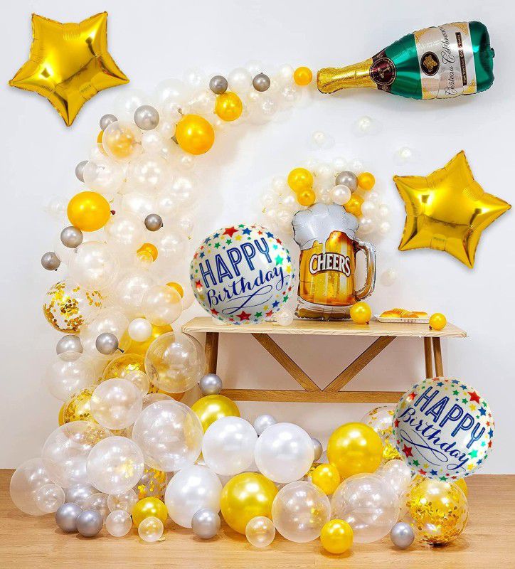 SensibleDecoraters Golden Balloons Decoration Combo Set of 40 For Adult Birthday Decoration