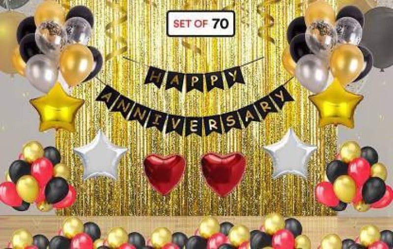 Shmaya happy anniversarycombo( pack of 69) Letter Balloon (Multicolor, Pack of 70)  (Set of 69)