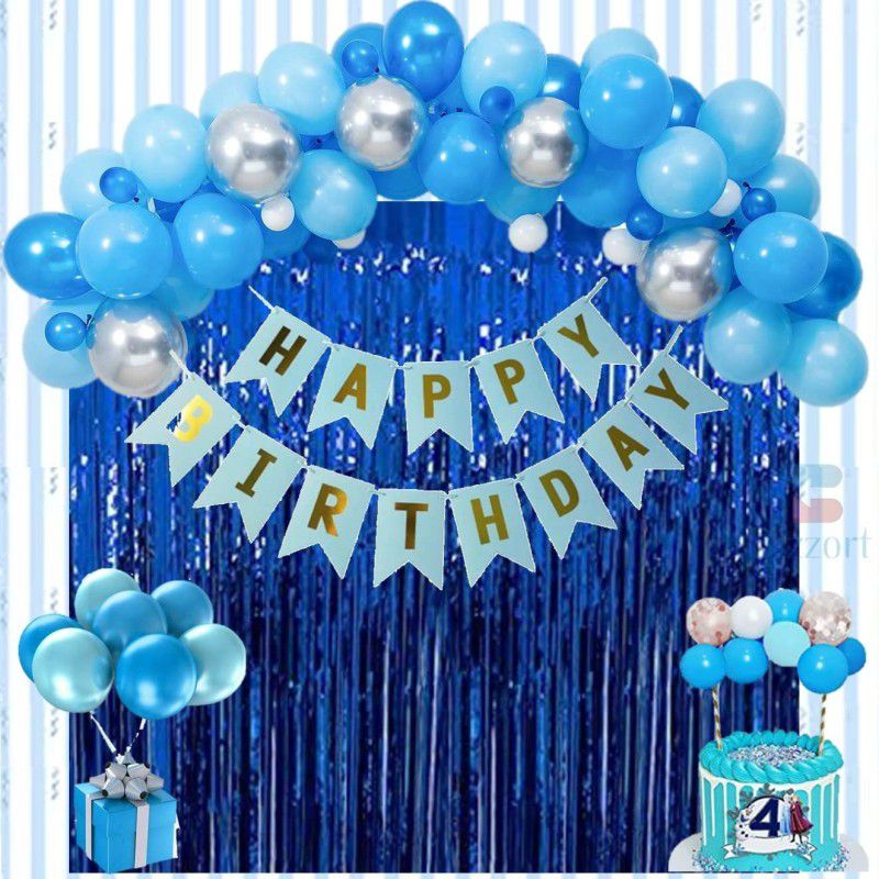 Shiwin Birthday Party Decoration– Blue, lt. Blue & Silver Combo Pack of 33 Pcs  (Set of 1)