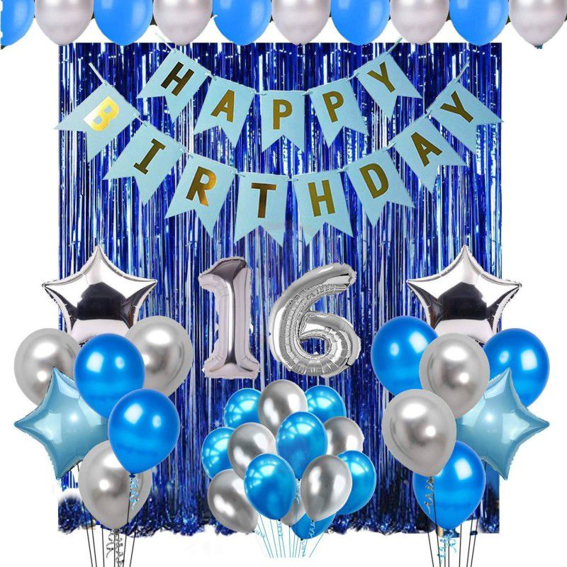 Attache Happy Birthday Balloons Decoration items or Kit (16 Happy Birthday)  (Set of 39)