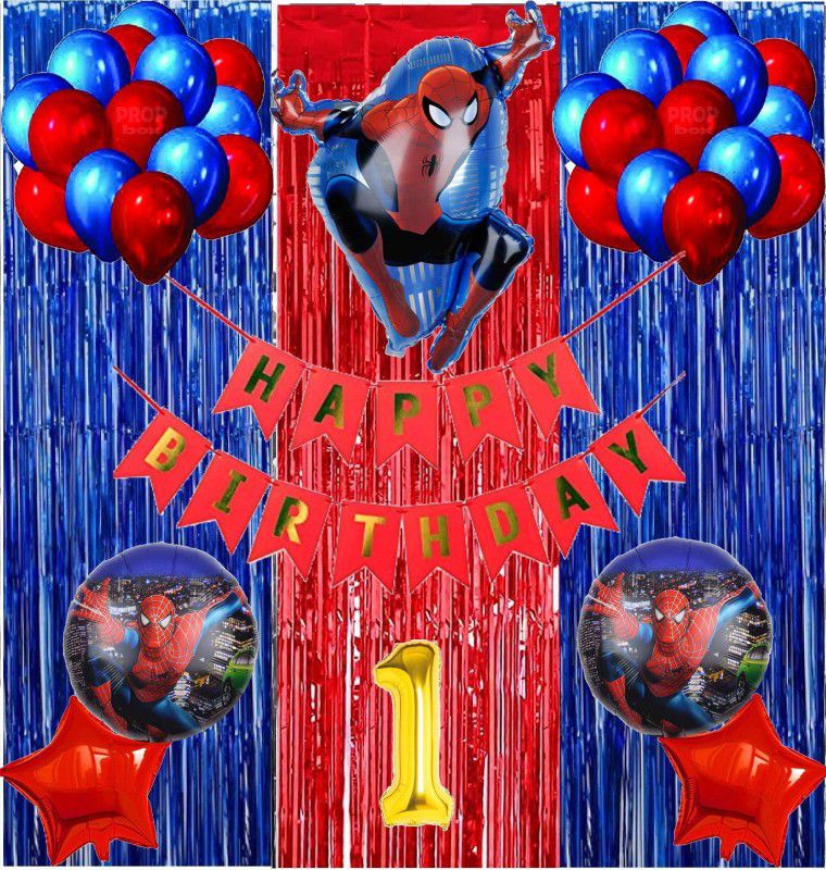 Attache Spiderman Theme Foil Balloon for Birthday Decoration items (1 Happy Birthday)  (Set of 39)