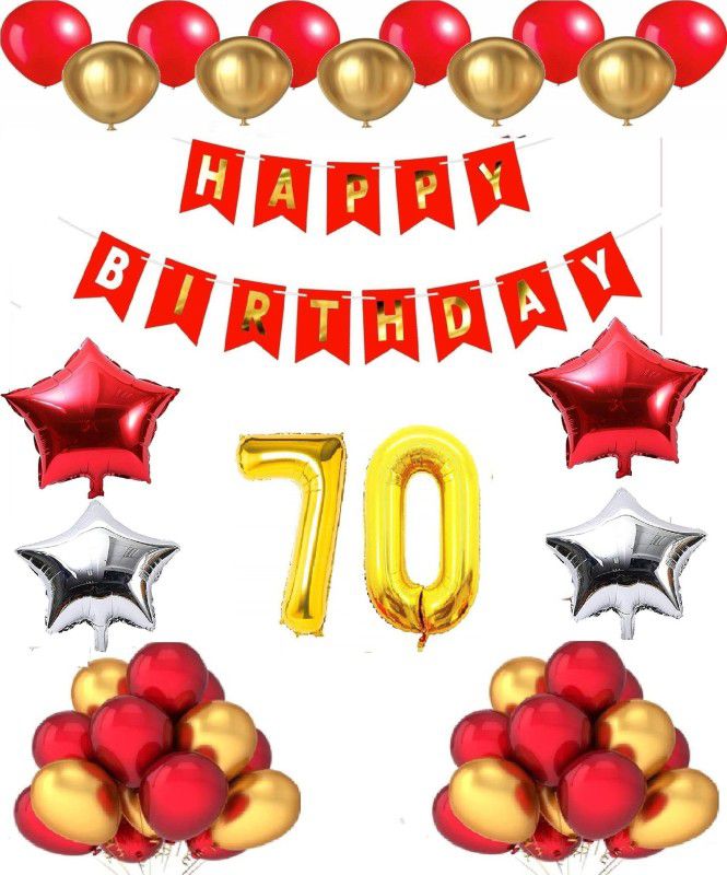 Attache Happy Birthday Balloons Decoration items or kit (70 Happy Birthday)  (Set of 37)