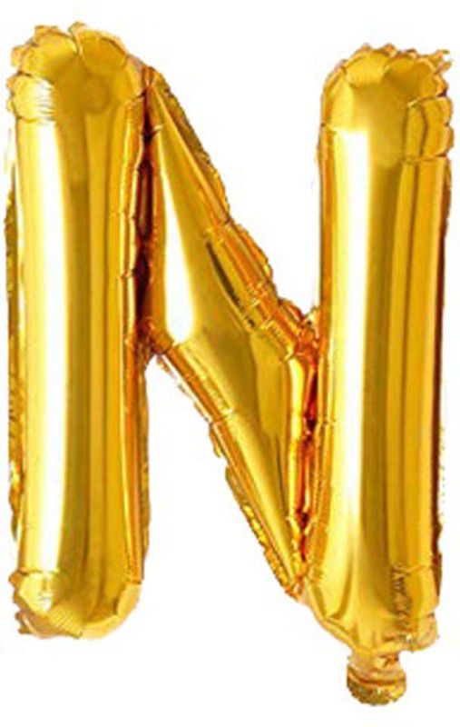 SmsTraders Solid Golden Color Alphabet (N) 3d Foil Letter Balloon  (Set of 1)