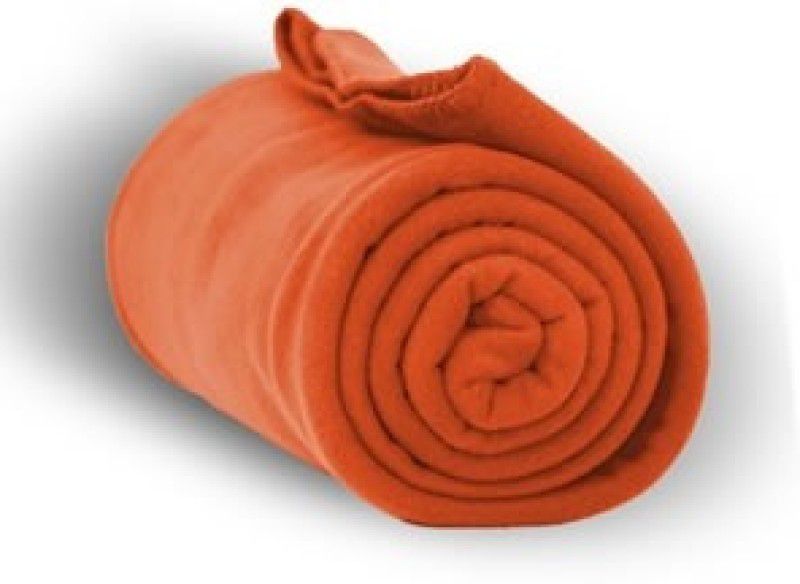 Solid Single Fleece Blanket  (Polyester, Orange)