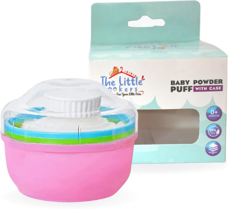 The Little Lookers Portable Baby Skin Care Baby Powder Puff with Box Holder Container for New Born and Kids for Baby Face and Body ('Pink')  (Pink)