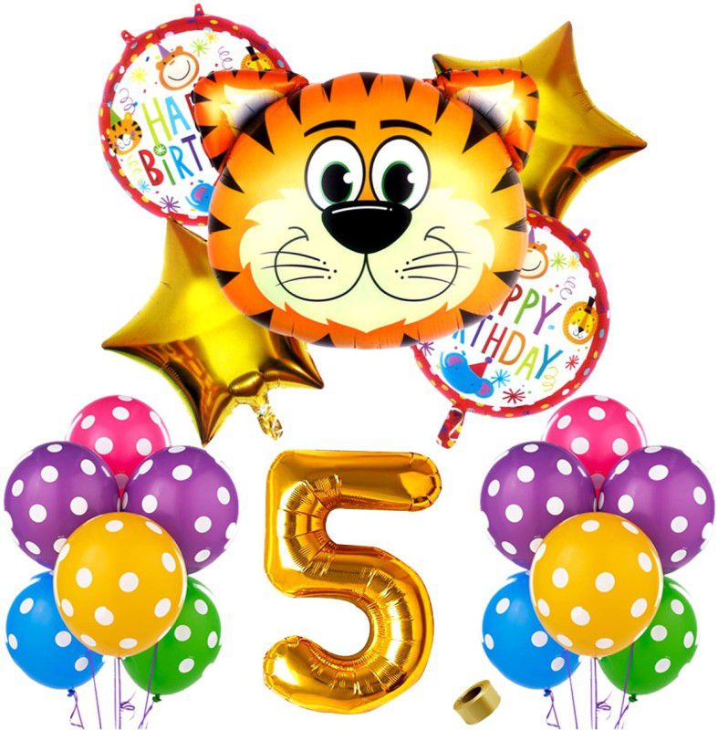 Shopperskart Fifth/5th Happy Birthday Jungle Theme Combo Pack for Party Decoration  (Set of 37)