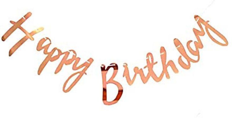 Party Hub  Happy Birthday Cursive Letter Banner (Gold)  (Set of 1)