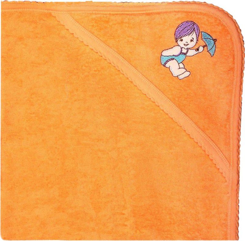 Solid Crib Hooded Baby Blanket  (Cotton, ORANGE)