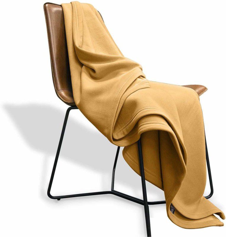 Solid Double Fleece Blanket  (Microfiber, Beige)