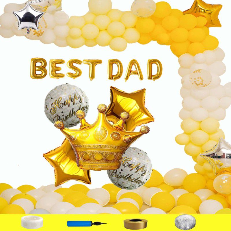 Shopperskart Best Dad Letter Foil Balloon Happy Birthday Combo for Party Decoration  (Set of 106)