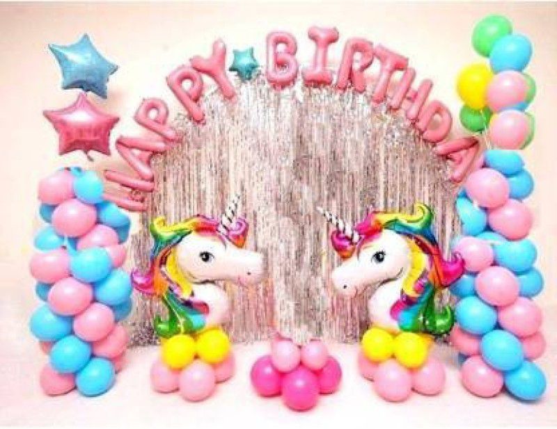 decokart 2 pc unicorn theme birthday combo Pack For Kids Party Celebration-pack of 51  (Set of 51)