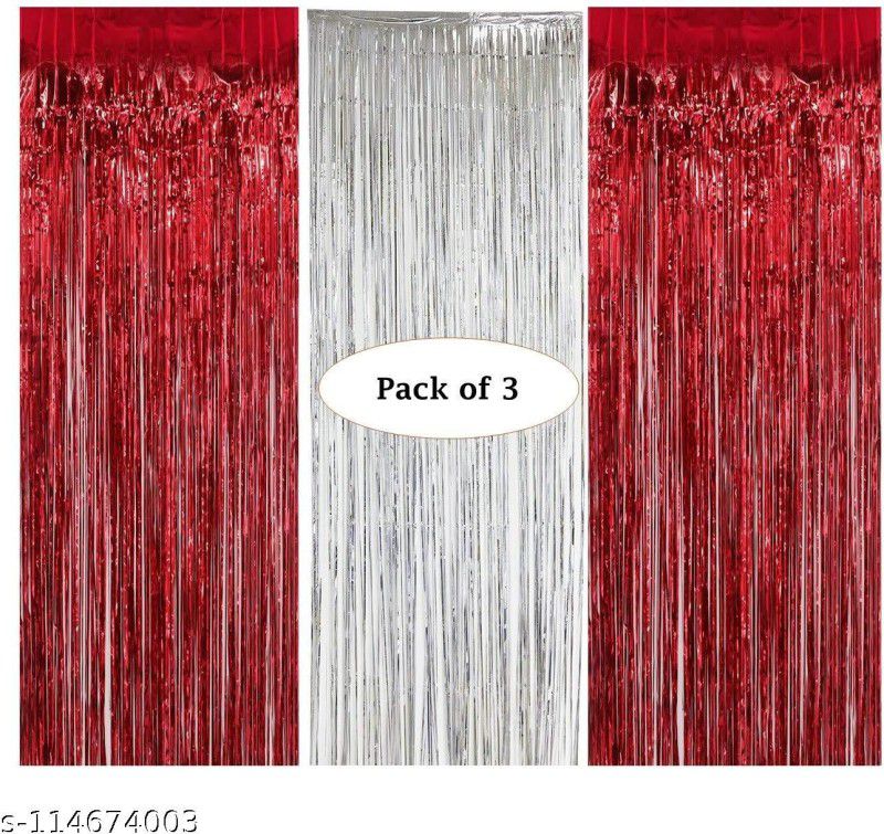 Bubble Trouble Metallic Fringe Foil Curtain for Birthday, Wedding, Anniversary Photo Booth Deco  (Set of 1)