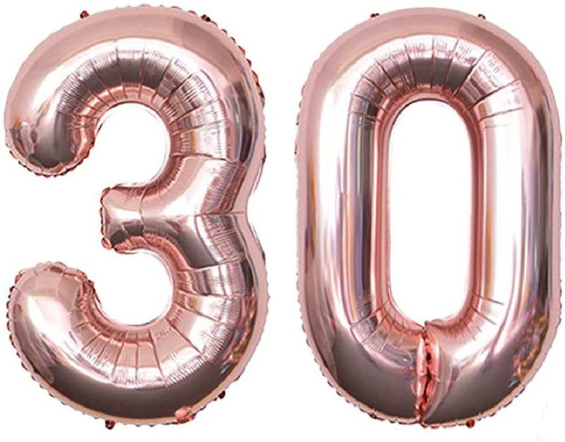 RTB Enterprises Jumbo Rose Gold Numeric Foil Balloon 32 Inches / Numeric Thirty Foil Balloon for Rose Gold Anniversary Parties, Work Anniversary - Pack of 1 (Rose Gold 30)  (Set of 1)