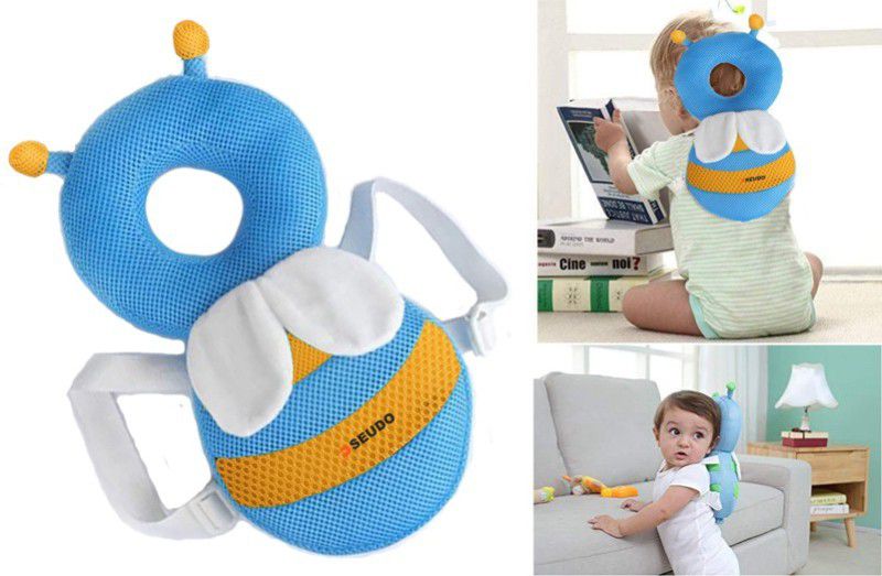 Pseudo Adjustable Baby Head Protector Back Pad Cushion Pillow with Belt Straps for baby  (Blue)