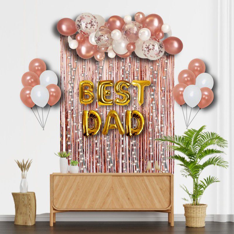 CherishX.com Father's day Surprise Balloon Decoration Items - Pack Of 34 - Letter Foil, Confetti, Curtain, Fairy Light & Metallic Balloons  (Set of 34)