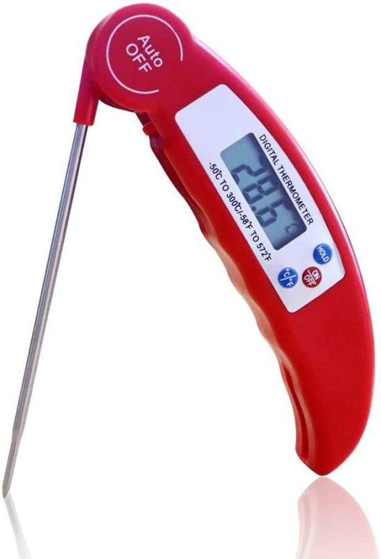 SYGA Meat Thermometer, Digital Cooking Thermometer, Food Thermometer with High Accuracy, Instant Read Foldable Probe Thermometer for Kitchen Cooking, BBQ, Milk, Christmas - Red Baby Thermometer  (Red)