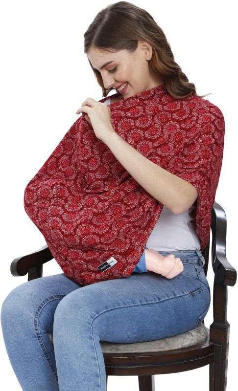 Feather Hug 360° Nursing Cover for Breastfeeding, Scarf, Breathable, Babysitting Feeding Cloak  (Red Marguerite)