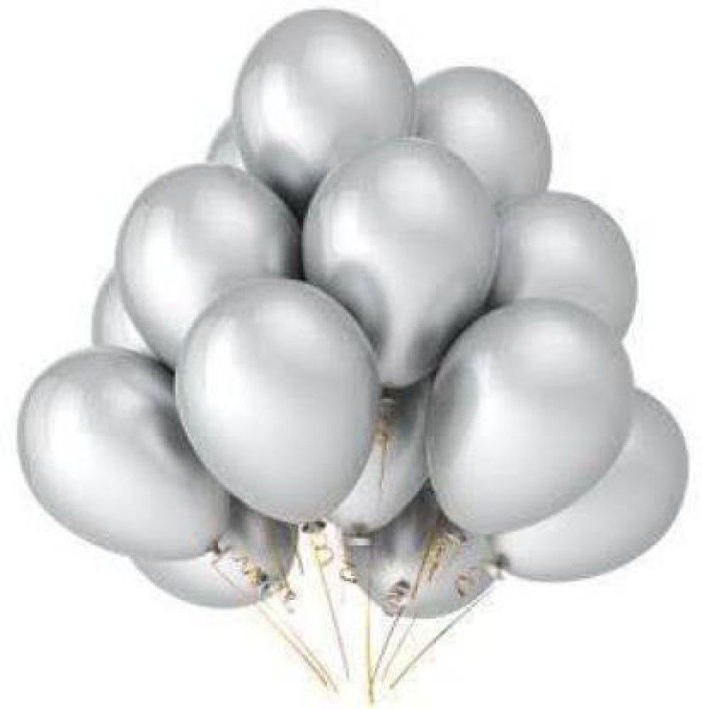 THE AMEX COMPANY Premium Quality Silver Metallic Balloons for Birthday, Anniversary , Festival, Wedding, Engagements Celebration and Party Balloon  (Set of 50)