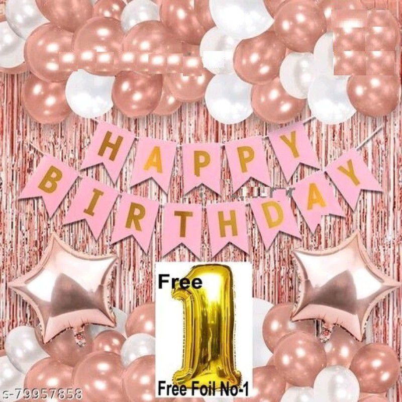 SHAILJA ENTERPRISES Happy Birthday Decoration Kit 36Pcs,(30 balloon,1foil,2curtain,2star 1banner  (Set of 36)