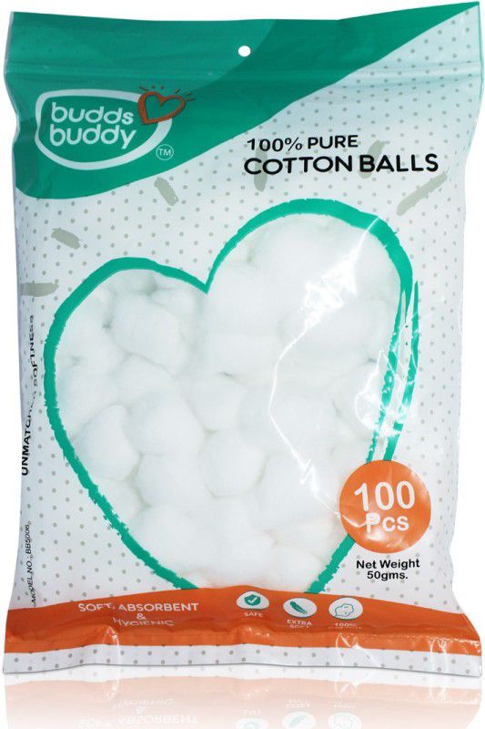 Buddsbuddy 100% Pure Cotton Balls 100Pcs BB5006  (100 Units)
