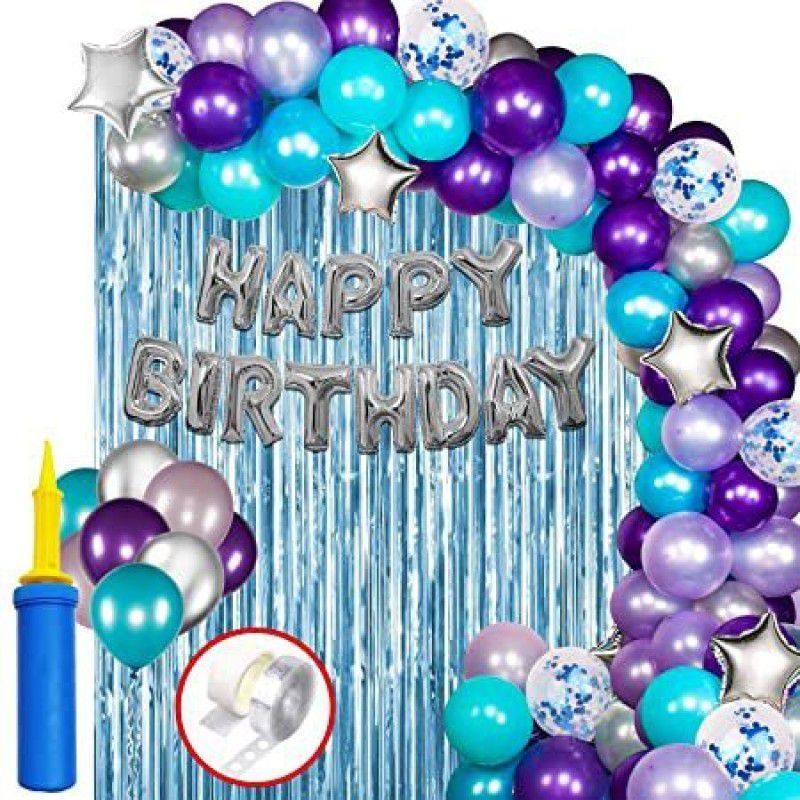 Jai Balaji Enterprises Happy Birthday Blue Balloon Arch Design Home Decoration for Boys Girls and Men  (Set of 65)