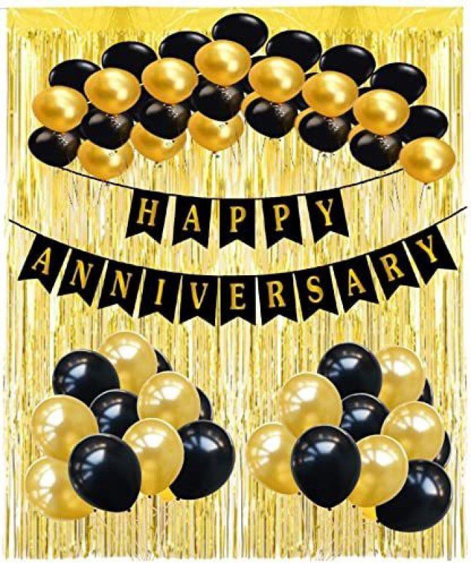 Jai Balaji Enterprises Birthday Decoration Combo with Black Banner and 32 Balloons with 2 Foil Curtains  (Set of 35)