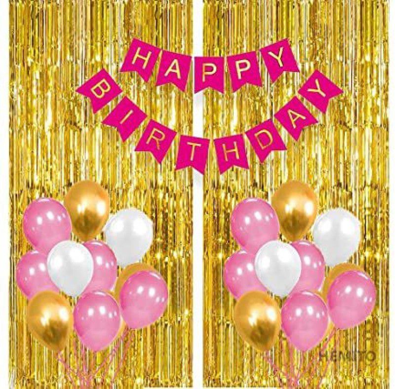RSPD Happy Birthday Decoration Kit, Balloon with Fringe Foil Curtain Decoration Combo  (Set of 33)